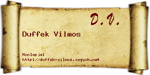 Duffek Vilmos névjegykártya